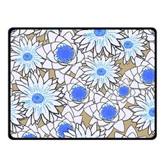 Vintage White Blue Flowers Double Sided Fleece Blanket (small)  by snowwhitegirl