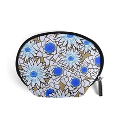 Vintage White Blue Flowers Accessory Pouch (small) by snowwhitegirl