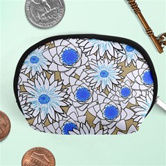 Vintage White Blue Flowers Accessory Pouch (medium) by snowwhitegirl