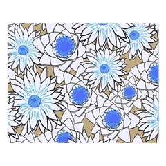 Vintage White Blue Flowers Double Sided Flano Blanket (large)  by snowwhitegirl