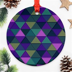 Blue Geometric Round Ornament (two Sides) by snowwhitegirl