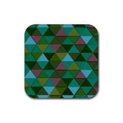 Green Geometric Rubber Coaster (square)  by snowwhitegirl