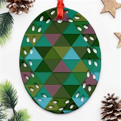 Green Geometric Oval Filigree Ornament (two Sides)