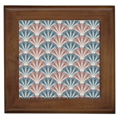 Vintage Scallop Blue Red Pattern Framed Tiles by snowwhitegirl