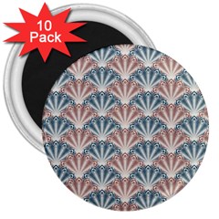 Vintage Scallop Blue Red Pattern 3  Magnets (10 Pack)  by snowwhitegirl