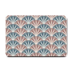 Vintage Scallop Blue Red Pattern Small Doormat  by snowwhitegirl