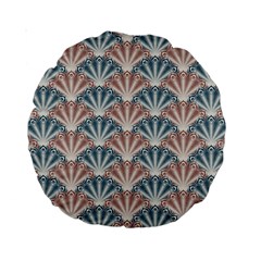 Vintage Scallop Blue Red Pattern Standard 15  Premium Round Cushions by snowwhitegirl