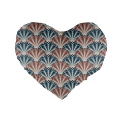 Vintage Scallop Blue Red Pattern Standard 16  Premium Heart Shape Cushions by snowwhitegirl