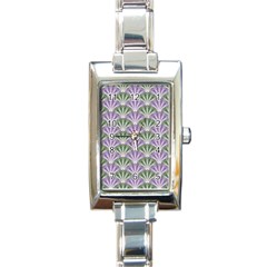 Vintage Scallop Violet Green Pattern Rectangle Italian Charm Watch