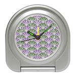 Vintage Scallop Violet Green Pattern Travel Alarm Clock Front