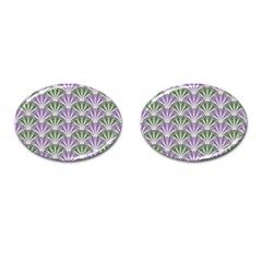 Vintage Scallop Violet Green Pattern Cufflinks (oval) by snowwhitegirl