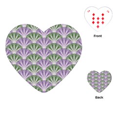 Vintage Scallop Violet Green Pattern Playing Cards (heart) by snowwhitegirl