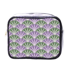 Vintage Scallop Violet Green Pattern Mini Toiletries Bag (one Side) by snowwhitegirl