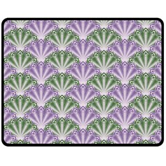 Vintage Scallop Violet Green Pattern Fleece Blanket (medium)  by snowwhitegirl