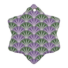 Vintage Scallop Violet Green Pattern Snowflake Ornament (two Sides) by snowwhitegirl