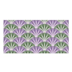 Vintage Scallop Violet Green Pattern Satin Shawl