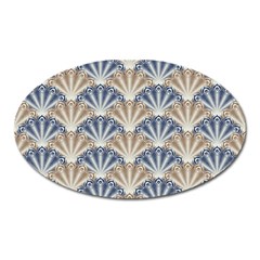 Vintage Scallop Beige Blue Pattern Oval Magnet by snowwhitegirl