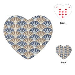 Vintage Scallop Beige Blue Pattern Playing Cards (heart) by snowwhitegirl