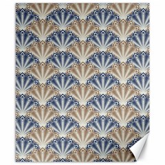 Vintage Scallop Beige Blue Pattern Canvas 8  X 10  by snowwhitegirl