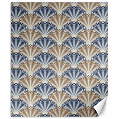 Vintage Scallop Beige Blue Pattern Canvas 20  X 24  by snowwhitegirl