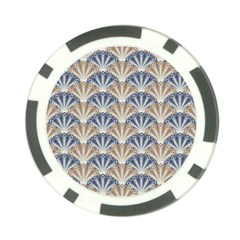 Vintage Scallop Beige Blue Pattern Poker Chip Card Guard by snowwhitegirl