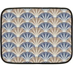 Vintage Scallop Beige Blue Pattern Fleece Blanket (mini) by snowwhitegirl