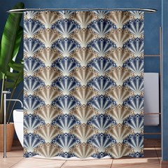 Vintage Scallop Beige Blue Pattern Shower Curtain 60  X 72  (medium)  by snowwhitegirl