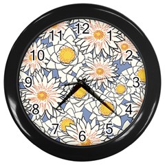 Vintage White Flowers Wall Clock (black) by snowwhitegirl