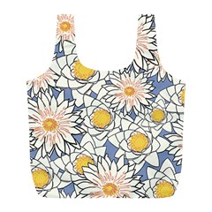 Vintage White Flowers Full Print Recycle Bag (l) by snowwhitegirl