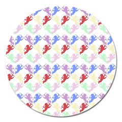 Colorful Cherubs White Magnet 5  (round) by snowwhitegirl