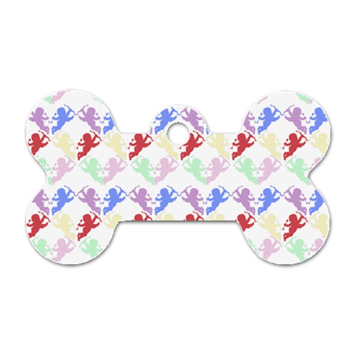 Colorful Cherubs White Dog Tag Bone (One Side)