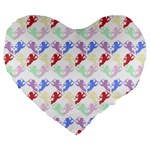 Colorful Cherubs White Large 19  Premium Flano Heart Shape Cushions Front