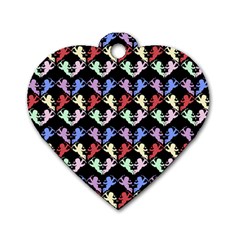 Colorful Cherubs Black Dog Tag Heart (two Sides) by snowwhitegirl