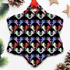 Colorful Cherubs Black Ornament (snowflake) by snowwhitegirl