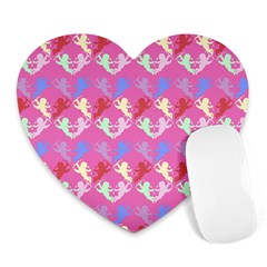 Colorful Cherubs Pink Heart Mousepads by snowwhitegirl