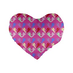 Colorful Cherubs Pink Standard 16  Premium Heart Shape Cushions by snowwhitegirl