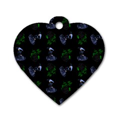 Gothic Girl Rose Black Pattern Dog Tag Heart (one Side) by snowwhitegirl