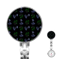 Gothic Girl Rose Black Pattern Stainless Steel Nurses Watch by snowwhitegirl