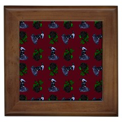 Gothic Girl Rose Red Pattern Framed Tiles by snowwhitegirl