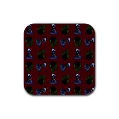 Gothic Girl Rose Red Pattern Rubber Square Coaster (4 Pack)  by snowwhitegirl