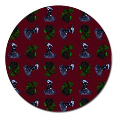 Gothic Girl Rose Red Pattern Magnet 5  (round) by snowwhitegirl