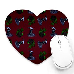 Gothic Girl Rose Red Pattern Heart Mousepads by snowwhitegirl