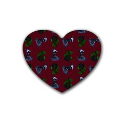 Gothic Girl Rose Red Pattern Rubber Coaster (heart)  by snowwhitegirl