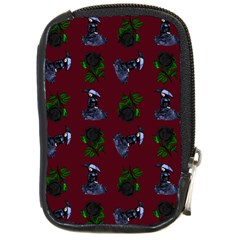 Gothic Girl Rose Red Pattern Compact Camera Leather Case by snowwhitegirl