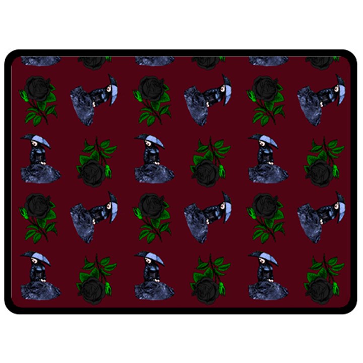 Gothic Girl Rose Red Pattern Double Sided Fleece Blanket (Large) 