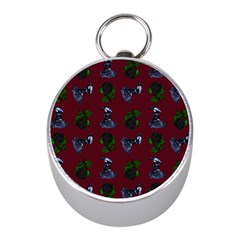 Gothic Girl Rose Red Pattern Mini Silver Compasses by snowwhitegirl