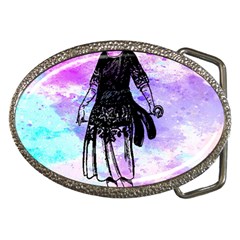 Vintage Girl Abstract Watercolor Belt Buckles