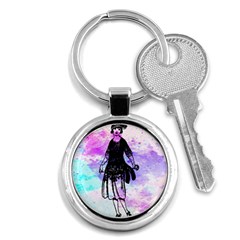 Vintage Girl Abstract Watercolor Key Chains (round)  by snowwhitegirl