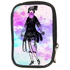 Vintage Girl Abstract Watercolor Compact Camera Leather Case by snowwhitegirl