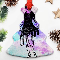 Vintage Girl Abstract Watercolor Christmas Tree Ornament (two Sides) by snowwhitegirl